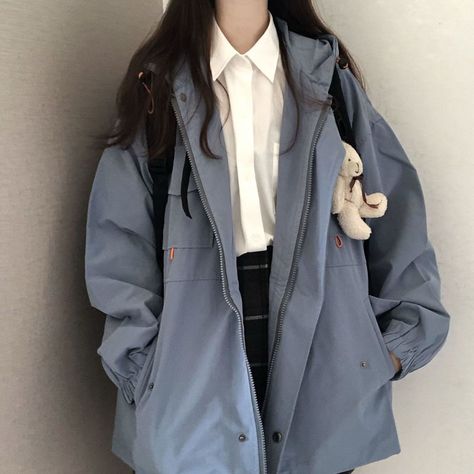 Preppy Jacket, Techwear Jacket, Preppy Mode, Estilo Harajuku, Stile Preppy, 일본 패션, 얼짱 소녀, Modieuze Outfits, Solid Clothes