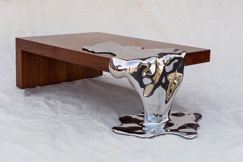 Stainless Steel Furniture, Antique Sewing Table, Steel Furniture, Furniture Collections, Art Furniture, Modern Table, Unique Furniture, Furniture Collection, Chair And Ottoman