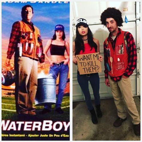 Waterboy The Waterboy Costume, Water Boy And Vicky Valencourt Costume, Water Boy Costume, Bobby Boucher And Vicky Costume, Waterboy Costume Couple, Adam Sandler Couple Costume, Adam Sandler Party Theme, Adam Sandler Movie Costumes, Waterboy And Vicki Costume