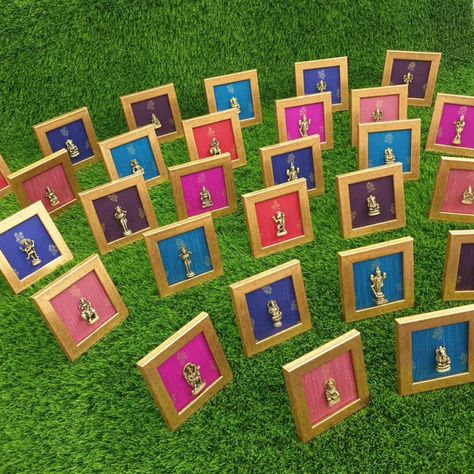 Return gift collections Wall hanging/ table top Brass idols with synthetic frame Semi raw silk Bulk orders undertaken👈 DM us for more information 🙂 #poonool #engagementgifts #mehandi #sangeet #poojagifts #poojareturngifts #thamboolamgifts #wedding gifts #returngifts #weshopnweship #housewarmingreturngifts #varalakshmipooja #varalakshmipoojareturngifts #navaratrireturngifts #navaratrigifts #golugifts #babyshowerreturngifts #babynamingceremony #cradleceremony #weddingreturngift #upanayanam... Housewarming Return Gifts, Baby Shower Return Gifts, Brass Idols, Cradle Ceremony, Hanging Table, Return Gifts, Return Gift, Naming Ceremony, Bulk Order