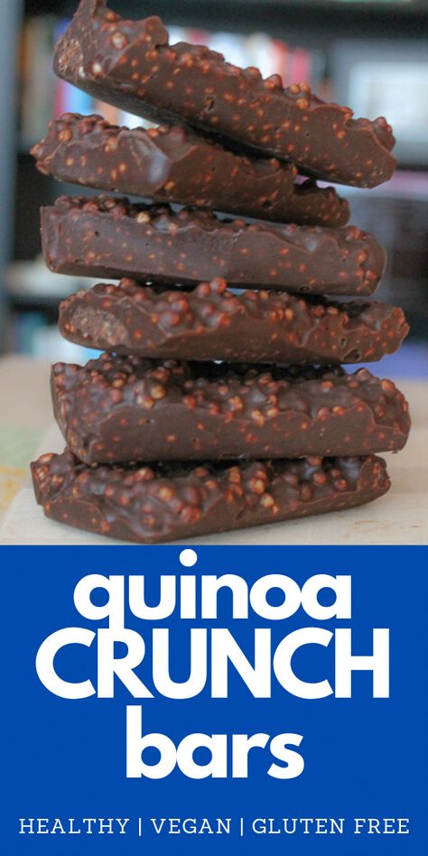 Quinoa Crunch Bars, Quinoa Crunch, Chocolate Quinoa, Puffed Quinoa, Crunch Bars, Classic Candy, Healthy Sweets Recipes, Quinoa Recipes, Peanut Free