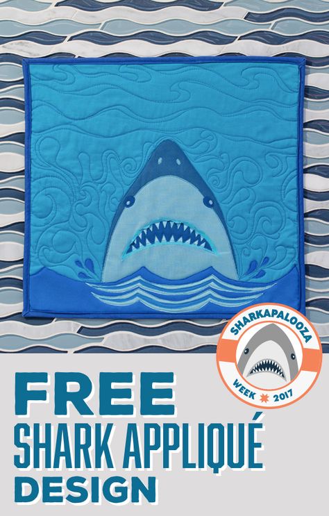 15 Fab + Free Summer Quilt Patterns | Go-Go Kim Quilt Applique Patterns, Summer Quilt Patterns, Shark Applique, Sew A Quilt, Shark Quilt, Frozen Pattern, Nautical Quilt, Pineapple Quilt, Beach Quilt