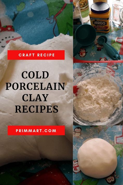 Cold porcelain clay recipes are great when you need some clay! It can be used for a number of crafts like making ornaments and more. #crafts #diy #porcelainclay #crafttutorials #craftrecipe #airdryclay Porcelain Clay Recipe, Homemade Clay Recipe, Clay Recipes, Dolls Repaint, Clay Recipe, Cold Porcelain Clay, Making Ornaments, Goldfish Bowl, Homemade Clay