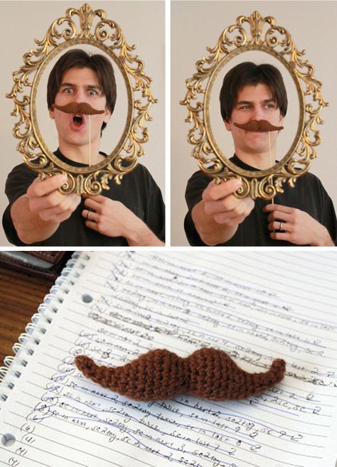 {Crochet}: Mustache, mustache and more mustache | Simply Tale Crochet Mustache Pattern Free, Crochet Mustache Pattern, Crochet Mustache, Beard Grooming Products, Crochet Beard, Crochet Gnomes, Handlebar Mustache, Harry Houdini, Sewing Stitches