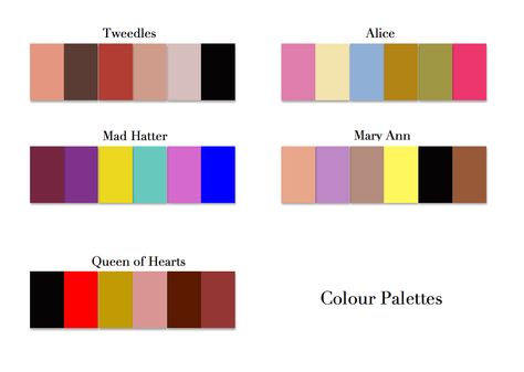 Colour Palettes Alice In Wonderland Color Scheme, Mad Hatter Color Palette, Alice In Wonderland Colour Palette, Winx Club Colour Palette, Disney Colour Palette, Alice In Wonderland Color Palette, Color Palette Fairy Tale, Alice In Wonderland Palette, Alice In Wonderland Characters