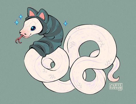 The Best Cat Fluffy by morteraphan on DeviantArt Cat Fluffy, Snake Illustration, Snake Drawing, Cute Snake, Fantasy Creatures Art, Best Cat, Animal Sketches, Christmas Illustration, Banjo