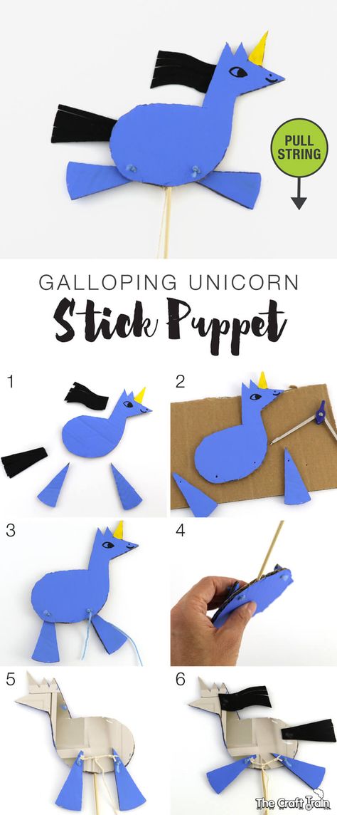 Create a unicorn puppet which gallops when you pull it's string, and a rainbow puppet which can flip to change it's colour. These fun stick puppets are based on the adorable characters from the story 'My Color is Rainbow' Unicorn Puppet, Flip Sticks, Stick Puppet, Unicorn Craft, Unicorn And Rainbow, Puppets Diy, Craft Board, Horse Diy, Unicorn Art