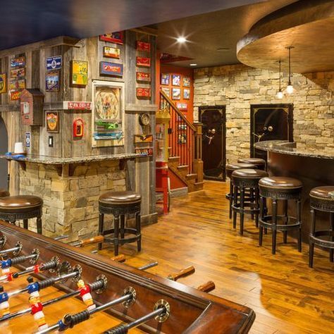 Casa Rock, Basement Den, Basement Bar Design, Cave Room, Cave Basement, Rustic Basement, Den Ideas, Basement Bar Designs, Man Cave Basement