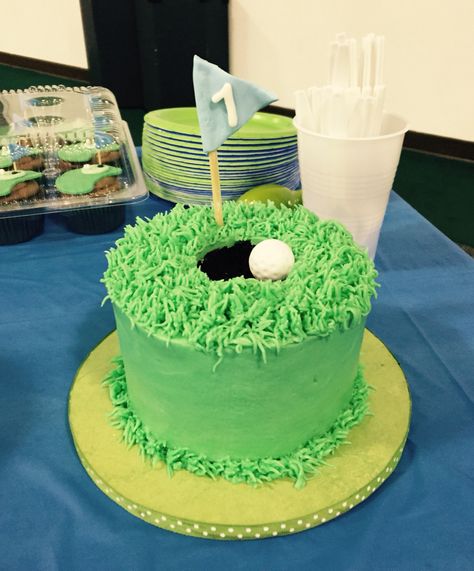 Hole In One Smash Cake, Hole In One First Birthday Cake, Hole In One First Birthday, Fun Cakes, Cake Decorating Classes, First Birthday Cake, Bamboo Skewers, Hole In One, First Birthday Cakes