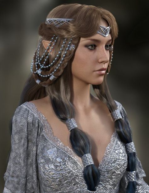 Female Knight Hairstyle, Elf Princess Hairstyles, Hair Fantasy Ideas, Fantasy Long Hairstyles, Fantasy Queen Hairstyles, Fantasy Braided Hair, Fantasy Princess Hairstyle, Medieval Fantasy Hairstyles, Fantasy Inspired Hairstyles