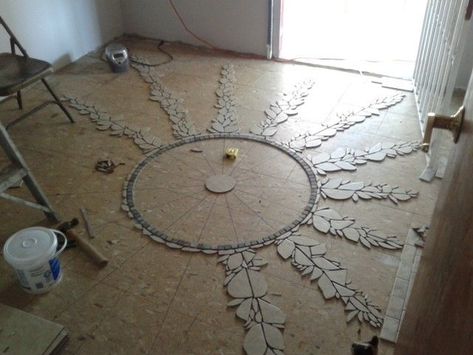 Designing Your Mosaic Floor: 67 Steps (with Pictures) Mosaic Floor Bathroom, Mosaic Bathroom Floor, Mosaic Floor Tile, Mosaic Tile Art, Mosaic Floor, Cement Floor, Floor Art, Diy Flooring, Mosaic Flooring