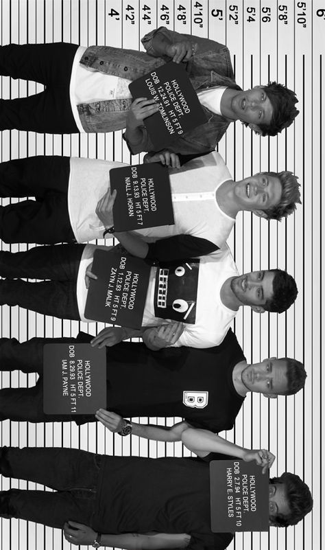 Ummm, I'm sorry, but I like 5sos mug shot pictures better. Although I still like this picture Picture This Band, One Direction Black And White, Four One Direction, Gambar One Direction, One Direction Louis, One Direction Wallpaper, One Direction Photos, One Direction Harry, One Direction Humor