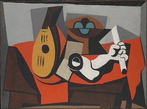 Pablo Picasso, Mandolin, Fruit Bowl, and Plaster Arm, 1925, oil on canvas, 38-1/2 x 51-1/2 in. Most Famous Artists, Picasso Paintings, Picasso Art, Fine Artwork, Georges Braque, Art Institute Of Chicago, Mandolin, Land Art, Memento Mori