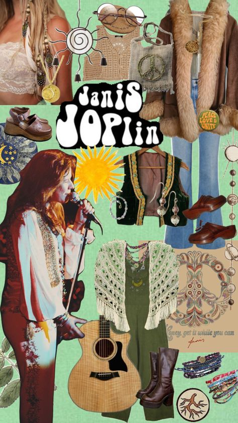 janis joplin; outfit inspo #vintage #outfitinspo #wallpaper Janis Joplin Outfit, Outfit Inspo Vintage, Mod 60s, Outfits Retro, Janis Joplin, Peace And Love, Outfit Inspo