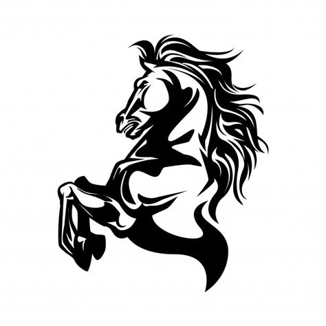 Ilustración de caballo blanco y negro Ve... | Premium Vector #Freepik #vector #logo #deporte #animal #arte Horse Stencil, Stallion Horses, Animal Stencil, Running Horse, Horse Illustration, Horse Silhouette, Horse Tattoo, Running Horses, Horse Drawings