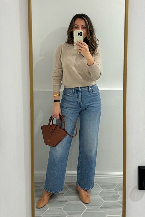 The Perfect Vintage Wide-Leg Jean curated on LTK Wide Leg Jeans Outfit With Boots, Dark Wide Leg Jeans Outfit, Cropped Wide Leg Jeans Outfit Winter, Boots With Wide Leg Jeans, Jeans Work Outfit, How To Style Wide Leg Jeans, Jeans Outfit For Work, Style Wide Leg Jeans, Wide Leg Jeans Outfit