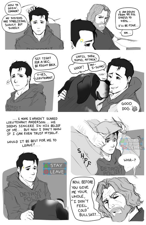 Connor Comics Dbh, Conner And Hank Father And Son, Dbh Connor X Hank, Hank And Connor, Connor And Hank, Hank X Connor, Detroit Meme, Dbh Memes, How Ya Doin