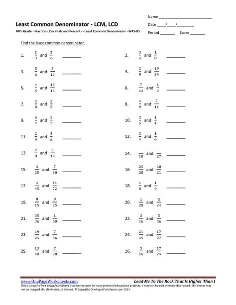 Finding Common Denominators, Least Common Denominator, Math Fractions Worksheets, Least Common Multiple, Family Tree Worksheet, Homeschooling Activities, Common Multiples, Place Value Worksheets, Adding And Subtracting Fractions