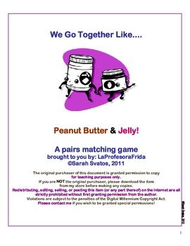 We go together like peanut butter & jelly!  A fun pairs matching game! Famous Pairs Game, School Team Building, Famous Pairs, Middle School Spanish, Ice Breaker Games, Icebreakers, We Go Together, Peanut Butter Jelly, Cooperative Learning