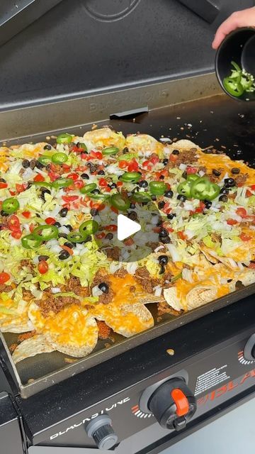 DJ Thoma on Instagram: "Loaded Nachos #dinner #dinnerideas #recipe #food #husbandandwife" Camp Nachos Recipe, Nachos On Blackstone Griddle, Blackstone Nachos, Easy Loaded Nachos Recipe, Best Loaded Nachos Recipe, Loaded Nachos Recipe Beef Easy, Beefy Nacho Griller Recipe, Loaded Nachos Recipe, Loaded Nachos