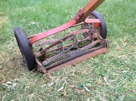 Determining the Value of Old Reel Mowers | ThriftyFun Old Lawnmower Ideas, Reel Lawn Mower, Reel Mower, Push Mower, Garden Containers, Lawn Mowers, Selling On Ebay, Lawn Mower, Garden Tools