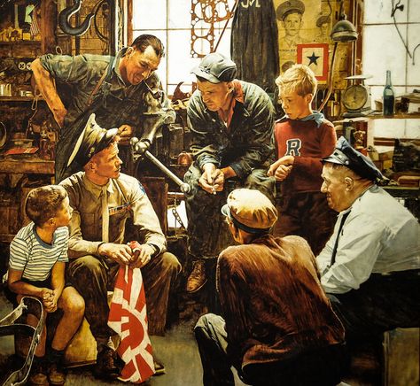 Norman Rockwell - The War Hero (Homecoming Marine), 1945 at the National Museum of the Marine Corps at Quantico VA by mbell1975, via Flickr Norman Rockwell Prints, Norman Rockwell Art, Saturday Evening Post Covers, Rockwell Paintings, Norman Rockwell Paintings, Edward Hopper, Thomas Kinkade, Wow Art, Norman Rockwell