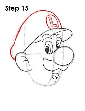 How to Draw Luigi Step 15 How To Draw Luigi Step By Step, Drawing Faces Step By Step, Faces Step By Step, Drawing Faces, Face Sketch, Step Drawing, Hand Art, Cute Pokemon, Step By Step Drawing