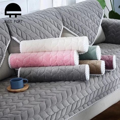 Sofa Protector Cover for Living Room Plain Solid Stretch Sofa Cushion Mat Couch Covers Thicken Plush Chair Sofa Towel Home Decor _ - AliExpress Mobile Fabric Sofa Cover, Plush Chair, Cheap Sofas, Sofa Protector, Plush Sofa, Couch Cover, Linen Sofa, Sofa Styling, Plush Fabric