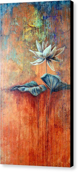 Floral Canvas Print featuring the painting Patina Lotus by Ashley Kujan Abstract Lotus Painting, Lotus Abstract Painting, Lotus Artwork, Lotus Flower Painting, Buddha Painting Canvas, Lotus Flower Art, Lotus Painting, Buddha Art Painting, Lotus Art