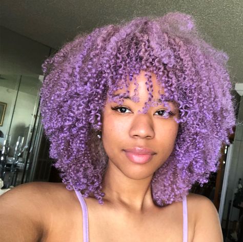 Don’t worry,be purple.💜🔮(products used Dye Natural Hair, Artsy Hair, Purple Natural Hair, Purple Products, Dyed Curly Hair, Lilac Hair, Dyed Hair Inspiration, Temporary Hair Color, Spring Hair Color