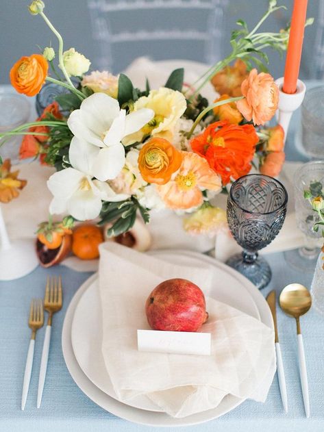 For the love of Poppies Wedding Table Inspiration #poppies #weddingflowers #springweddingcolors #orangeweddingdecor #weddingblog Poppies Wedding, Orange Wedding Decorations, Summer Wedding Centerpieces, Summer Reception, Table Arrangements Wedding, Spring Wedding Colors, Shades Of Peach, Wedding Flowers Summer, Wedding Inspiration Summer