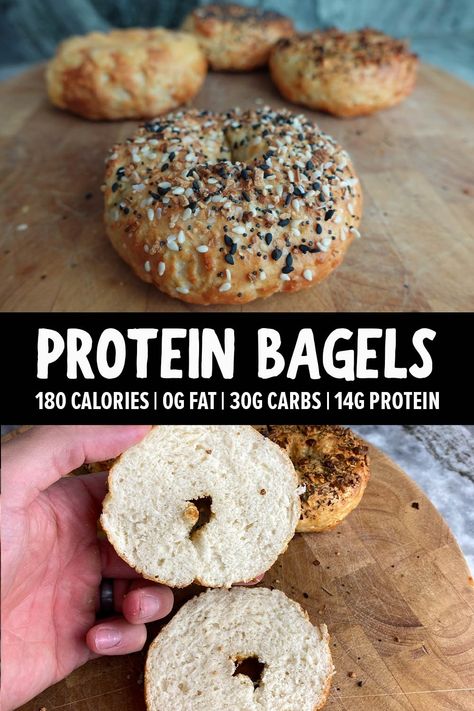 Cottage Cheese Protein Bagels Skinnytaste, Macro Friendly Bagel Recipes, Protein Bagels Recipe, High Protein Bagels With Cottage Cheese, Air Fryer Protein Bagels, Protein Powder Bagels, Homemade Healthy Bagels, High Protein Cottage Cheese Bagels, Gluten Free Protein Bagels