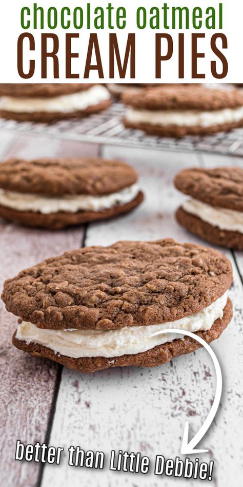 Chocolate Oatmeal Cream Pies, Moon Pies Recipe Easy, February Dinners, Hungarian Cookies, Oatmeal Cream Pie, Easy Lunchbox, Moon Pie, Oatmeal Cream Pies, Lunchbox Treats