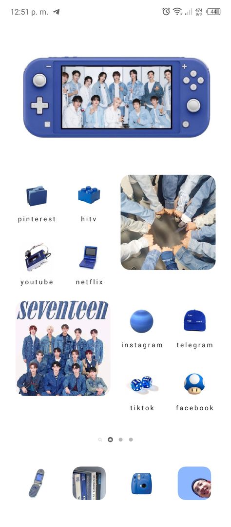 Blue Seventeen Wallpaper, Seventeen Phone Theme, Seventeen Iphone Layout, Seventeen Blue Icon, Seventeen Homescreen Layout, Seventeen Homescreen, Seventeen Blue, Ipad Customization, Iphone Tutorial