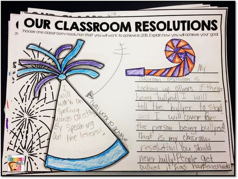 Classroom Resolutions!! Perfect way to ease students back into school after winter break while reviewing expectations! New Years Resolution Classroom Activity, Reviewing Expectations After Winter Break, Back From Break Activities, Back To School Winter Break Activities, Back To School After Winter Break, After Winter Break Classroom Activities, Back From Winter Break Activities, After Winter Break Activities, Winter Break Activities