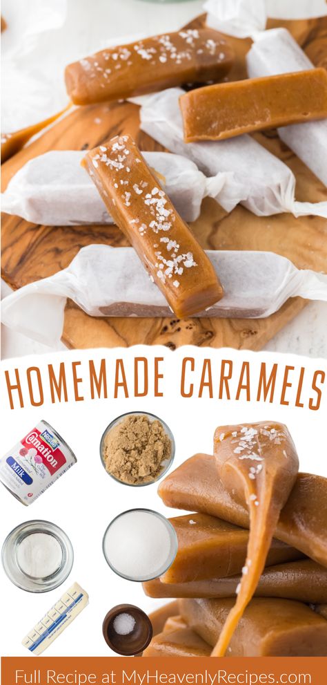 homemade caramels Carmel Recipe, Caramel Candies Recipe, Homemade Caramel Recipes, Caramels Recipe, Homemade Caramels, Caramel Candies, Baking Basket, Easy Candy Recipes, Christmas Food Treats