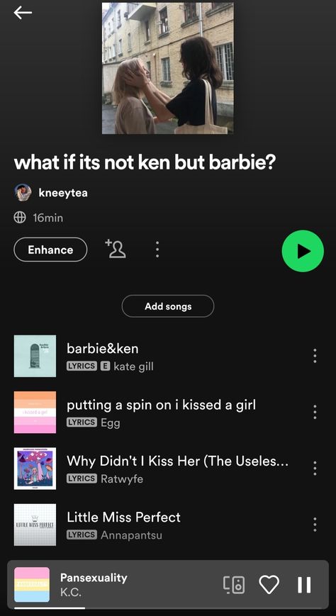 Barbie Song Lyrics, Barbie Playlist, Barbie Song, Little Miss Perfect, I Kissed A Girl, You Matter, Spotify Playlist, Barbie And Ken, Matching Pfps