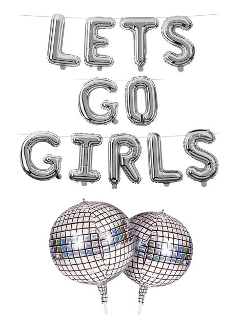 PRICES MAY VARY. FABULOUS BACH PARTY DECORATIONS: Say cheers to happily ever with our Let's Go Girls foil balloons! These fun bachelorette party decorations are perfect for your last disco or last rodeo party. These gorgeous silver foil balloons create the perfect vibe for a night to remember! EVERYTHING YOU NEED IN ONE PACK: Our bachelorette party decorations include 16 inch silver letter balloons that spell out "Lets Go Girls". Also included are 3 shiny disco ball balloons with a gorgeous irid Bachelorette Party Vibes, Disco Ball Bachelorette, Gold Theme Party Decorations, Nashville Vibes, Bach Party Decorations, Bachelorette Vibes, Last Disco Bachelorette Party, Ball Balloons, Austin Trip