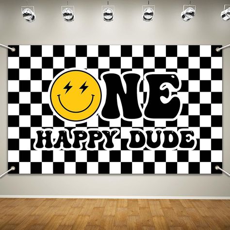 One Happy Dude First Birthday Backdrop, One Happy Dude Table Decor, One Happy Dude Backdrop, First Birthday Party Theme Ideas, One Happy Dude First Birthday, Decor Photobooth, Dude Birthday Party, Boy Background, Birthday Party Theme Ideas