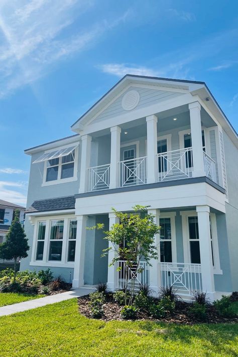 Coastal Exterior Paint Colors For House, Bungalow Exterior House Colors, Coastal Paint Colors Exterior, Coastal Outdoor Paint Colors, Color For Home Exterior, Small Coastal House Exterior, Exterior Paint Colors For Lake House, House Exterior Colors Schemes Florida, Coastal Exterior House Color Ideas