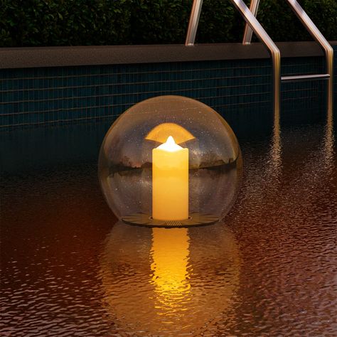 PRICES MAY VARY. pool lights solar powered: This is a candle light that is charged by solar power finish. After solar charging during the day, our solar pool light emits a flickering Flame Lights at night when you turn on the button. Beautiful simulated flames flicker and illuminate your pool, shimmering on the water surface. Floating solar lights bring a relaxing and calming atmosphere to your pool, patio and backyard. IP66 waterproof: floating pool light has the most IP66 waterproof rating. le Pool Area Decorating Ideas, Floating Pool Candles, Floating Pool Decorations, Hotel Pool Party, Swimming Pool Decor, Solar Pool Lights, Pool Candles, Floating Led Candles, Floating Pool Lights