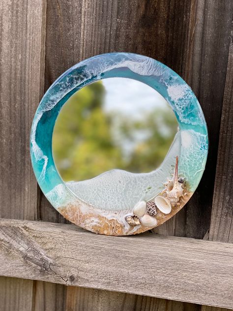 Epoxy Resin Mirror Frame, Resin Mirror Art, Diy Mirror With Lights, Resin Mirror, Craft Stuff, Melbourne Victoria, Diy Resin Crafts, Mirror Frame, Diy Resin