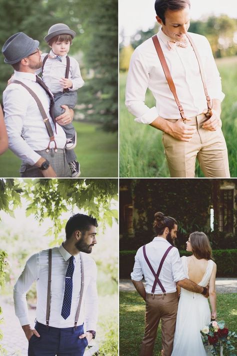 Groom Attire Vintage, Vintage Wedding Suits, Groom Suspenders, Groomsmen Suspenders, Wedding Groomsmen Attire, Wedding Parties Pictures, Vintage Groom, Wedding Day Tips, Vintage Wedding Theme