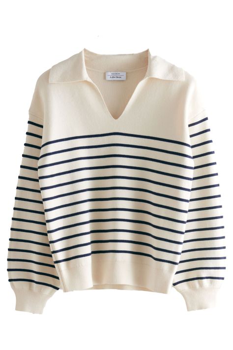 Buy & Other Stories Relaxed Breton Stripe Sweater Online - Wardrobe ICONS. Handpicked essentials that you'll have and love forever. Ultimate Capsule Wardrobe, Capsule Wardrobe Checklist, Collared Sweater, Sailor Stripes, Sweaters Online, Fashion Story, Striped Sweater, Cut Jeans, White Sweaters