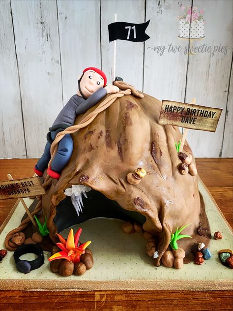 Cave and rock climbing birthday cake Cave Cake, Rock Climbing Cake, Rock Climbing Birthday, Graduation Cake, Graduation Cakes, Rock Climbing, Themed Cakes, Climbing, Lion Sculpture