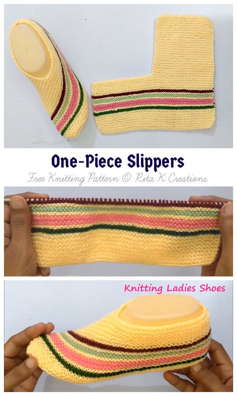 One Piece Knitted Slippers, Crochet One Piece Slippers, Knitted Slippers Free Pattern Easy In English, One Piece Crochet Slippers Free Pattern, Knitted Slippers Pattern For Women, Knitted Slippers Free Pattern Easy, Slippers Knitting Pattern, Felted Slippers Pattern, Knitting Easy