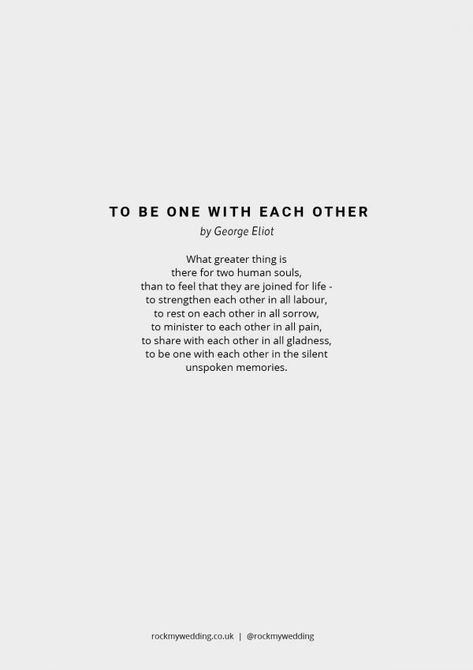 To Be One With Each Other wedding reading by George Eliot Wedding Bible Readings, Wedding Poems Reading, Wedding Speech Quotes, Beautiful Marriage Quotes, George Eliot Quotes, Marriage Poems, Wedding Bible Verses, Wedding Planning Quotes, Wedding Reading