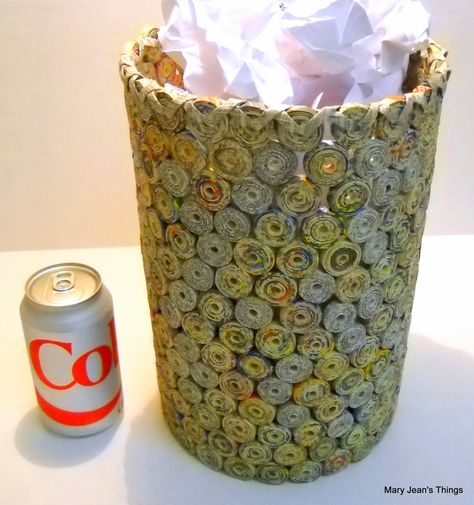 Upcycled Waste Paper Basket Repurposed from by MaryJeansThings Diy Newspaper, Recycled Paper Crafts, Newspaper Paper, Newspaper Craft, Happy School, Recycle Newspaper, Fest Ideas, Wall Art Crafts, Newspaper Crafts