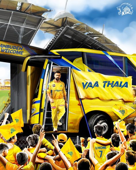 Chennai Super Kings- Cricket team Chennai Super Kings is an Indian Premier League franchise cricket team based in Chennai, Tamil Nadu, India. Founded in 2008, the team plays its home matches at the M. A. Chidambaram Stadium in Chennai. The team is owned by India Cements Limited through the Chennai Super Kings Cricket Limited holding company. Ram Sita Photo, Cricket Poster, Office Wall Design, India Cricket Team, Ms Dhoni Photos, Indian Premier League, Holding Company, Sport Poster Design, Blue Background Images