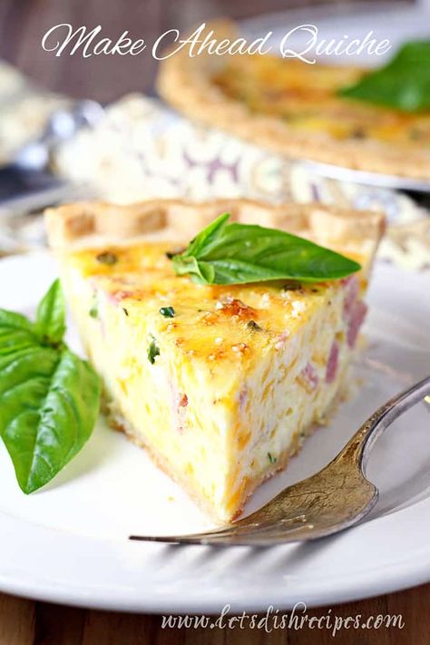 Make Ahead Quiche Make Ahead Quiche, Make Ahead Brunch Recipes, Make Ahead Brunch, Cooked Ham, Breakfast Enchiladas, Breakfast Quiche Recipes, Easy Brunch Recipes, Breakfast And Brunch, Breakfast Quiche